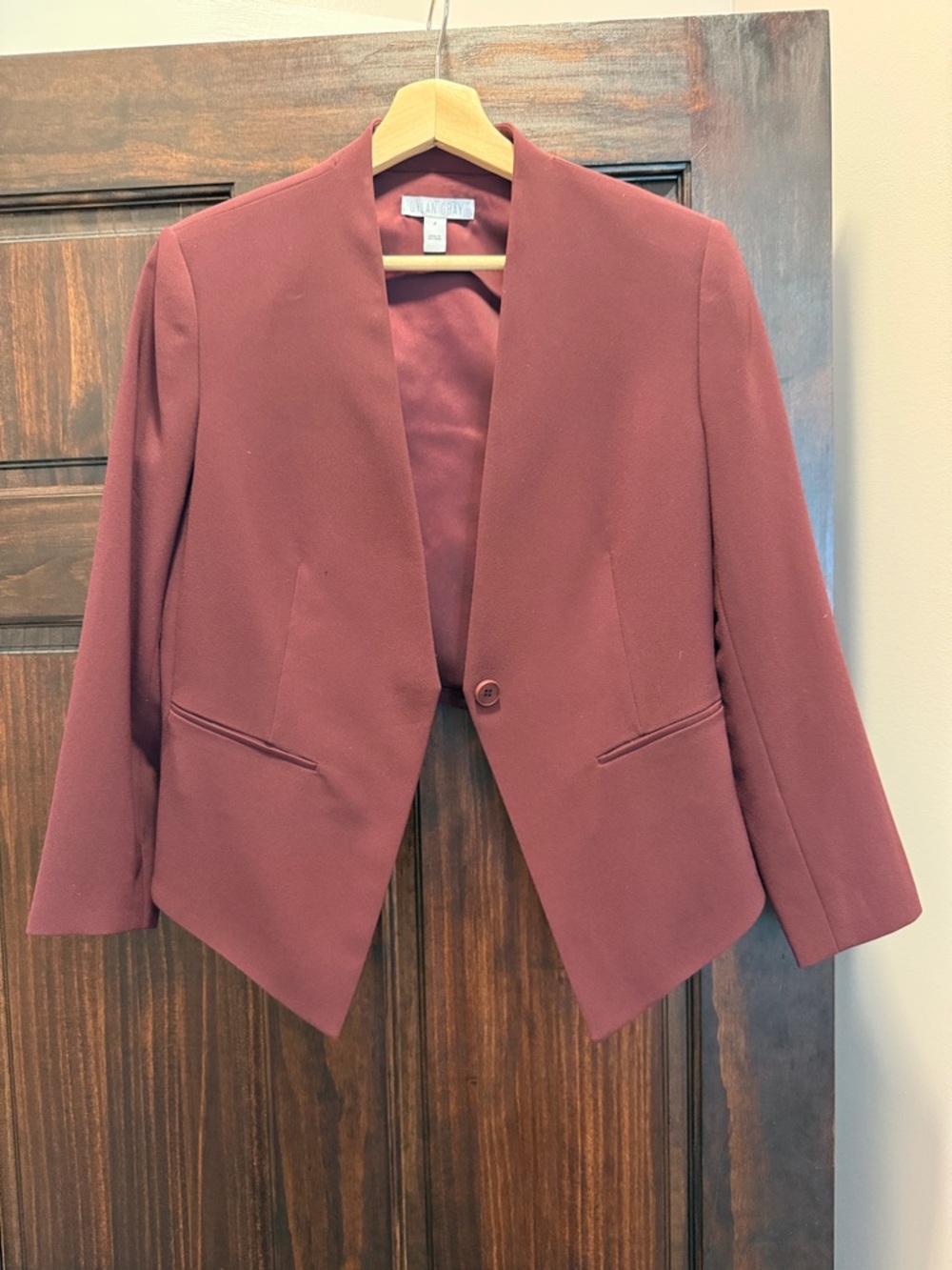 Dylan Grey Women's Burgundy Single-Button Open Blazer